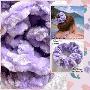 Handmade VELVET Shimmer Pastel Purple Crochet Lush Hair Scrunchie PinkRainCloud